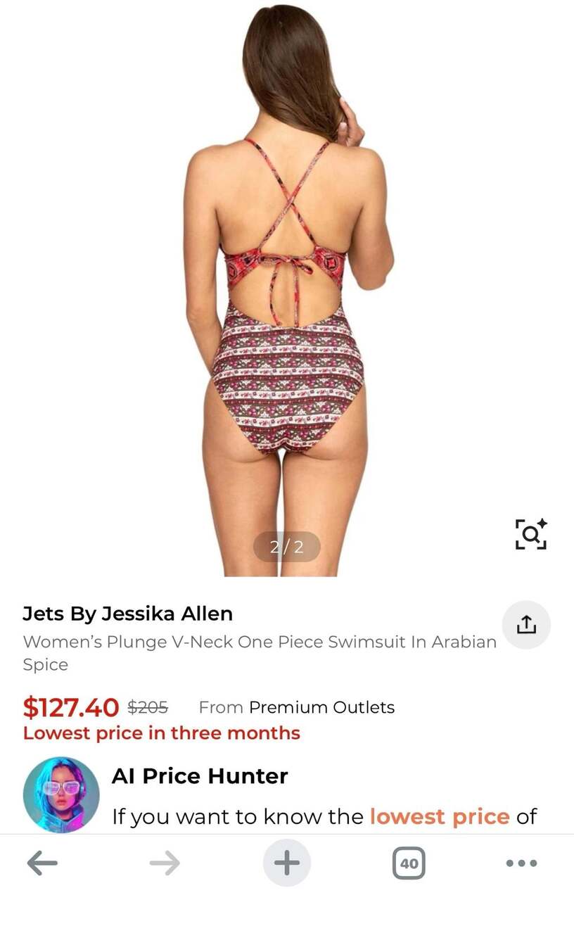 Jets by Jessika Allen Plunge V-Neck One Piece Swimsuit Arabian Spice Size 6 - Picture 2 of 8